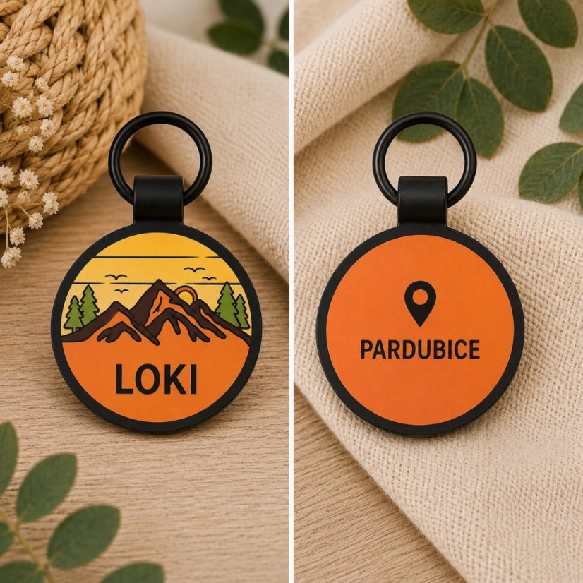 Personalizovaná silikonová psí známka Sunset