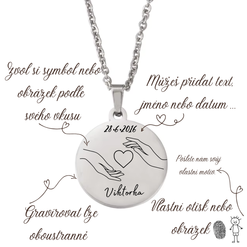 Náhrdelník,  medailonek 20 mm chirurgická ocel - silver